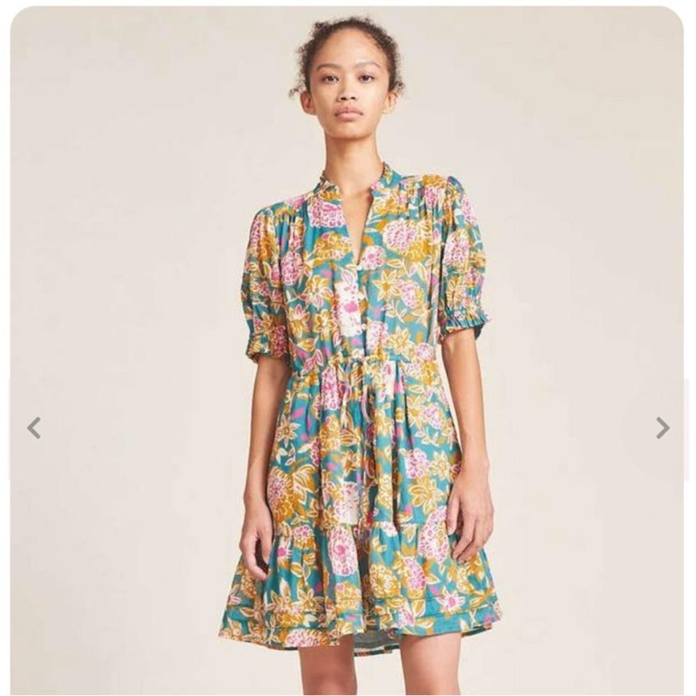 EUC Trovata Phoebe Green Floral Mini Dress Medium